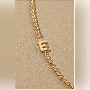 Anthropologie 14 k gold plated monogram chain necklace letter E